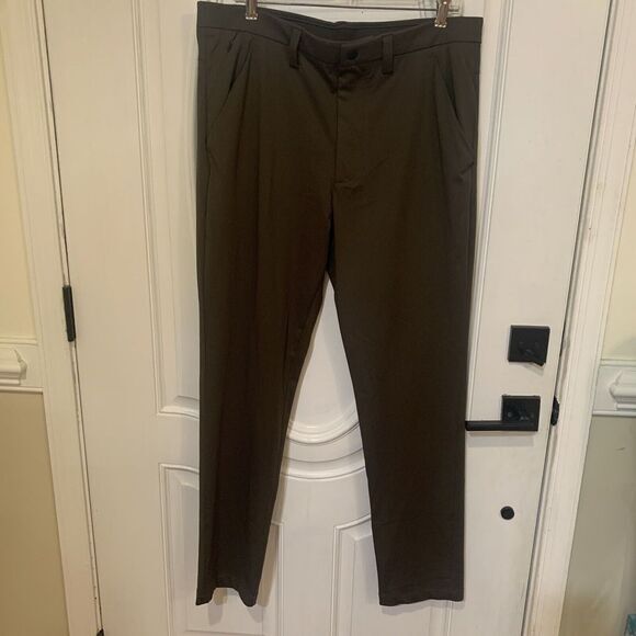 Stylus Mens Performance Golf 100% Polyester Khaki Green Chino‎ Pants 36x32 - Picture 1 of 8